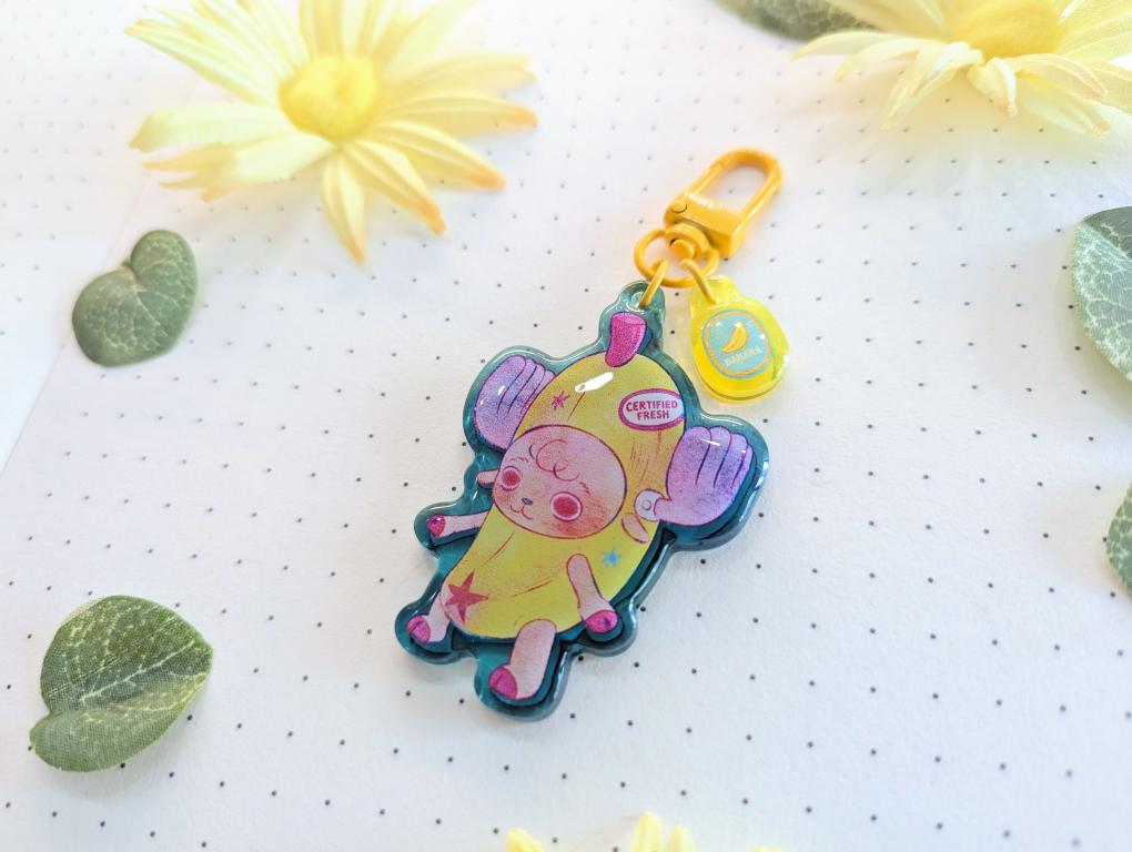 Banana Deer Rainbow Acrylic Keychain