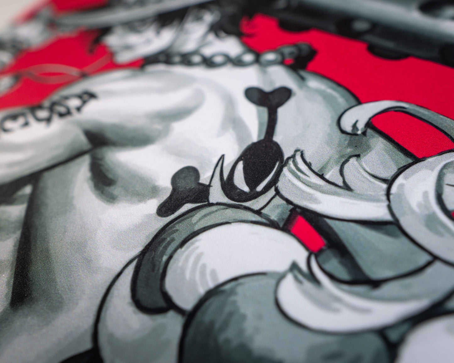 closeup of a tattoo on the back of one of the friends, showing the crew they belong to