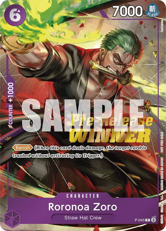 Roronoa Zoro [P-045] OP06 Wings of the Captain - Pre-release Promo Winner