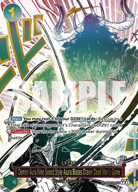 Demon Aura Nine Sword Style Asura Blades Drawn Dead Man's Game (Parallel Alternate Art) [OP12-037] OP12 Legacy of the Master