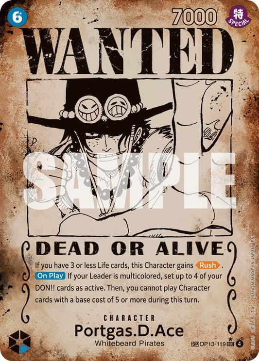 Portgas.D.Ace (Wanted Poster) [OP13-119] OP13 Carrying On His Will -- Pre-errata